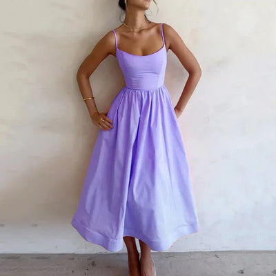 AVEN | ELEGANT STRAPPY DRESS WITH CREW NECKLINE