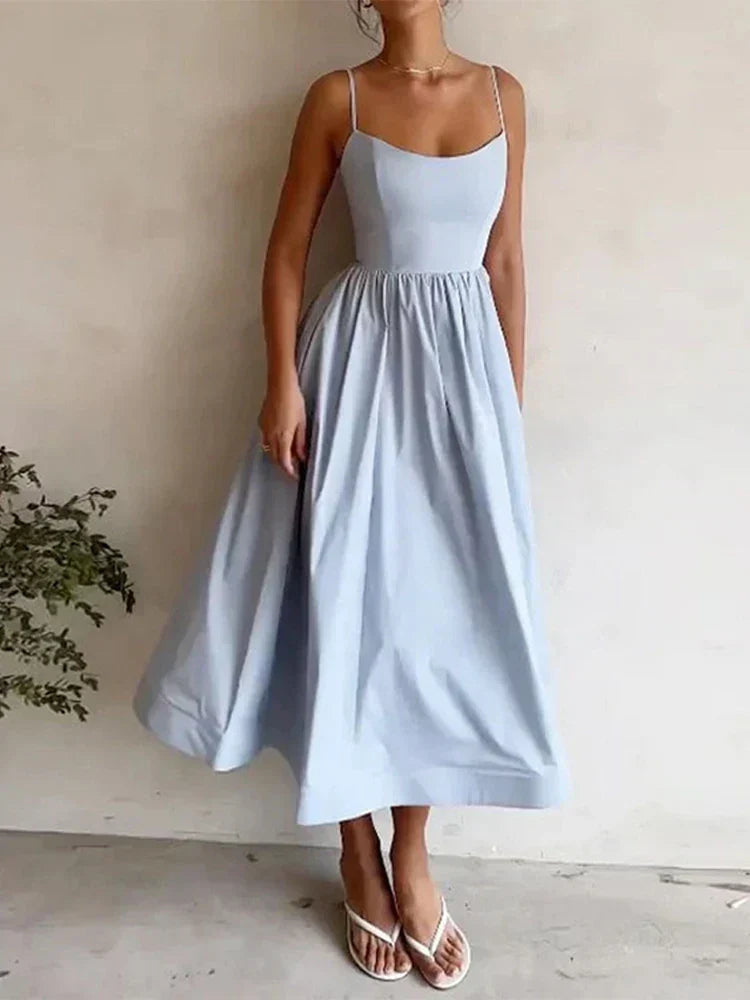 AVEN | ELEGANT STRAPPY DRESS WITH CREW NECKLINE