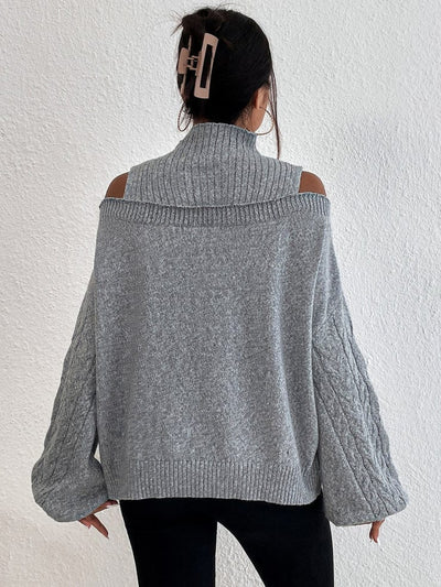 ELLE | GRAY OFF-SHOULDER SWEATER