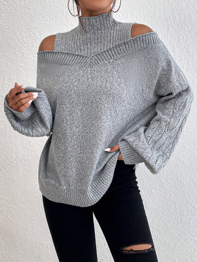 ELLE | GRAY OFF-SHOULDER SWEATER