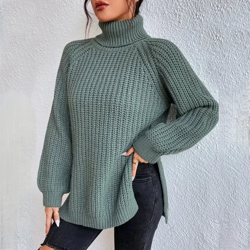 INÈS LAVINGE | STYLISH GREEN TURTLENECK SWEATER