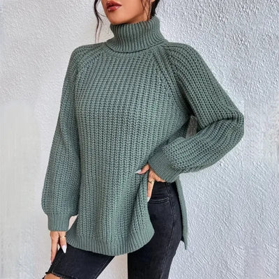 INÈS LAVINGE | STYLISH GREEN TURTLENECK SWEATER