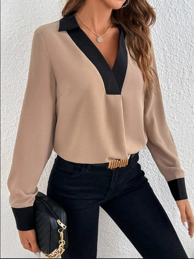 SHELLA | LONG-SLEEVE BLOUSE WITH V-NECK