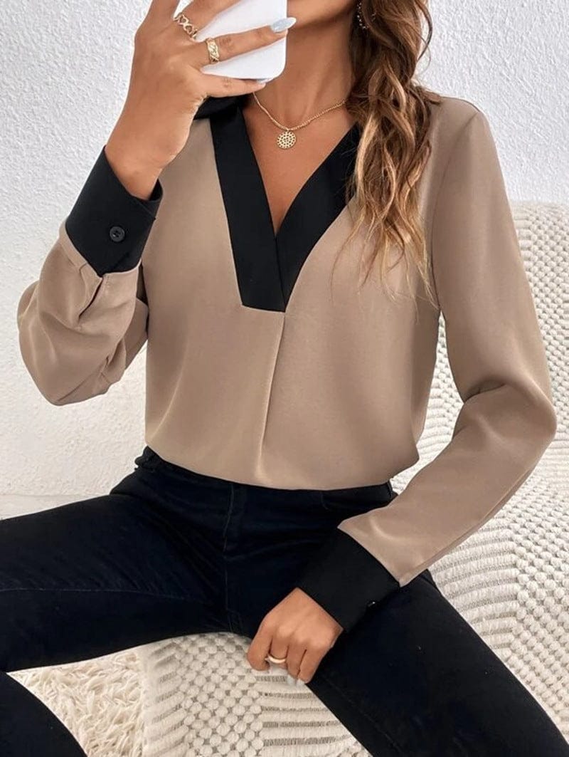 SHELLA | LONG-SLEEVE BLOUSE WITH V-NECK