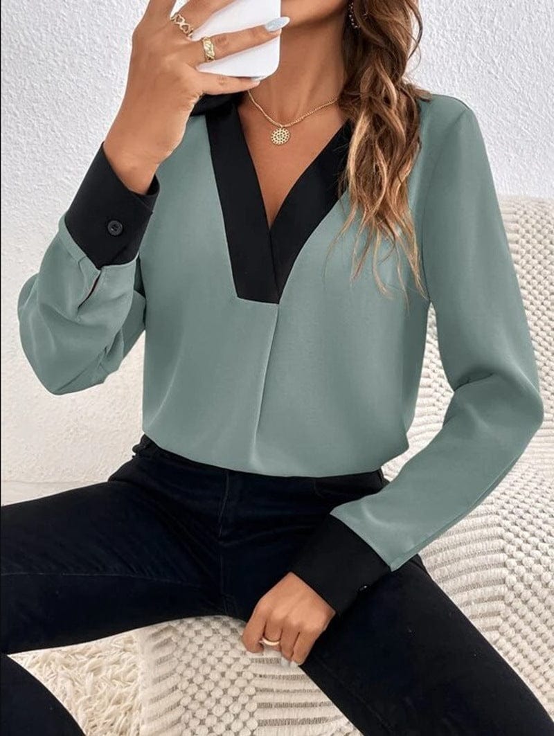 SHELLA | LONG-SLEEVE BLOUSE WITH V-NECK