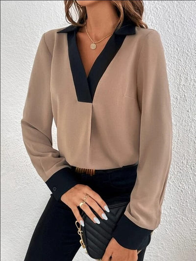 SHELLA | LONG-SLEEVE BLOUSE WITH V-NECK