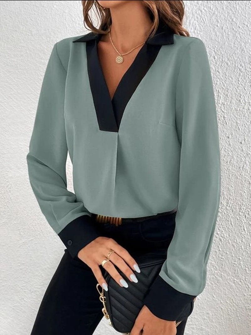 SHELLA | LONG-SLEEVE BLOUSE WITH V-NECK