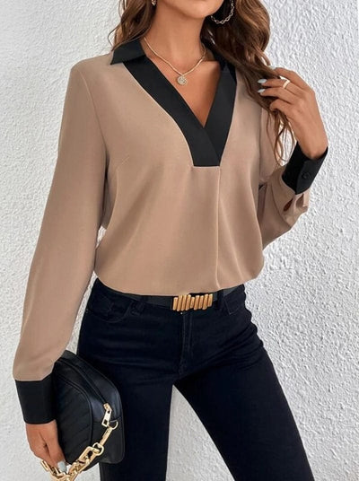 SHELLA | LONG-SLEEVE BLOUSE WITH V-NECK