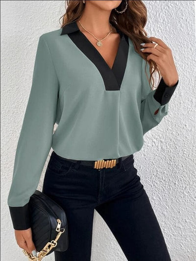 SHELLA | LONG-SLEEVE BLOUSE WITH V-NECK