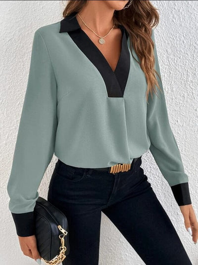 SHELLA | LONG-SLEEVE BLOUSE WITH V-NECK