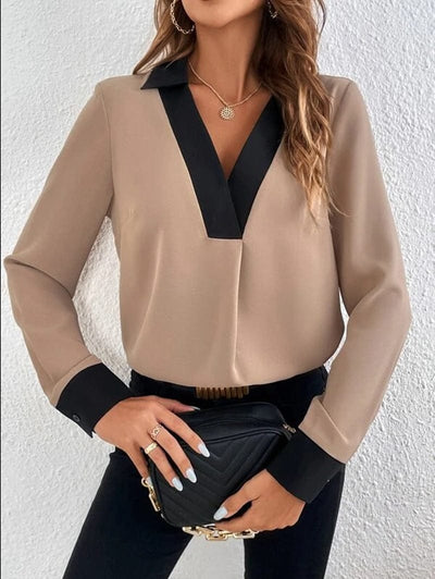 SHELLA | LONG-SLEEVE BLOUSE WITH V-NECK