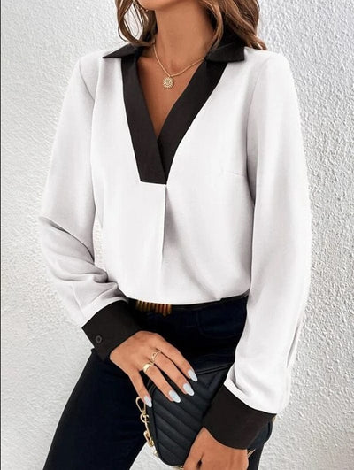 SHELLA | LONG-SLEEVE BLOUSE WITH V-NECK